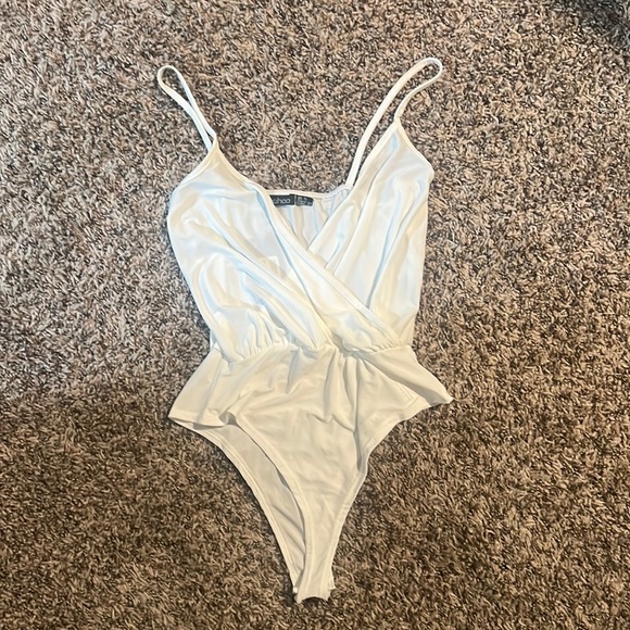 BooHoo Slinky wrap front thong bodysuit - Picture 1 of 2